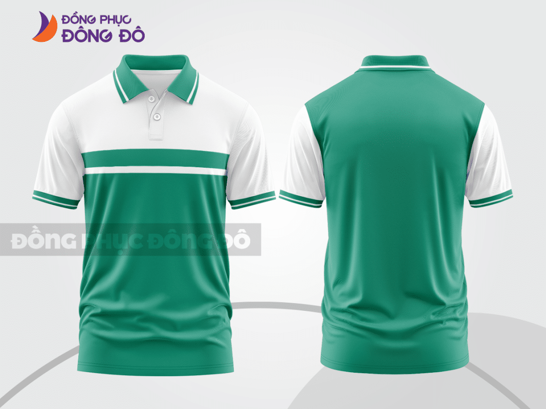 Áo polo đồng phục công ty xanh ngọc phối trắng ctpb2