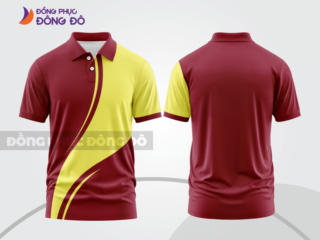 Áo polo đồng phục đỏ đô phối vàng CTPB1015