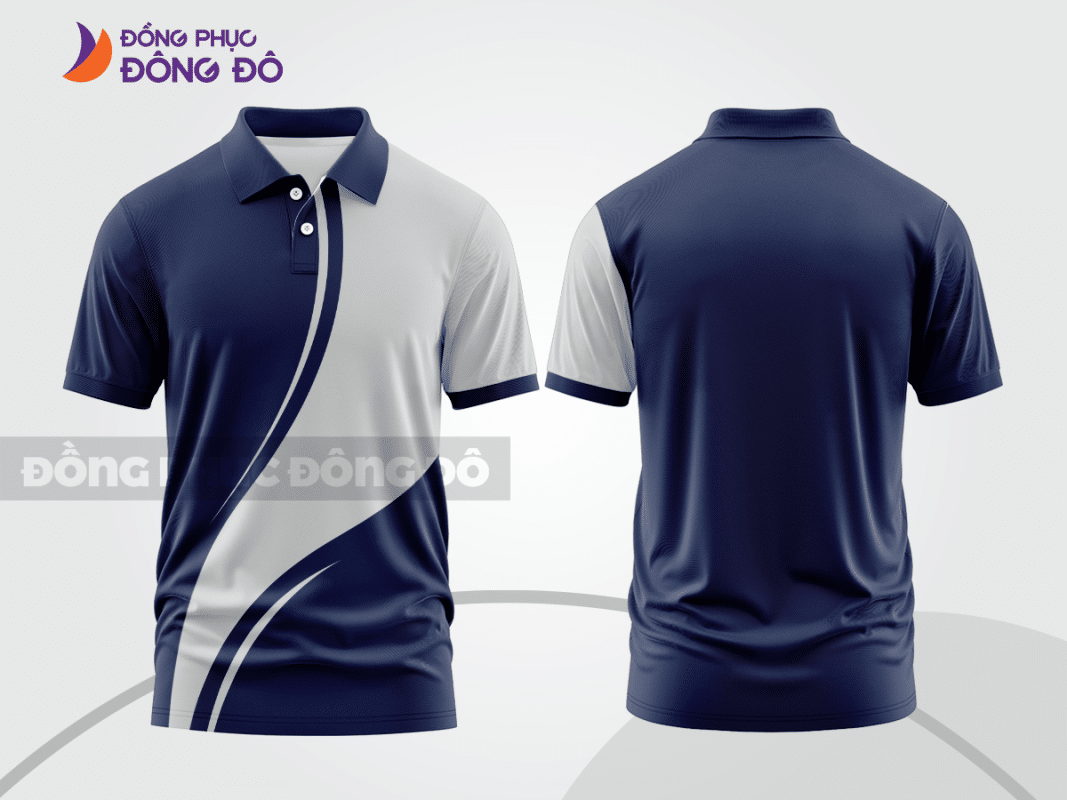 Áo polo đồng phục xanh tím than phối trắng ctpb1017