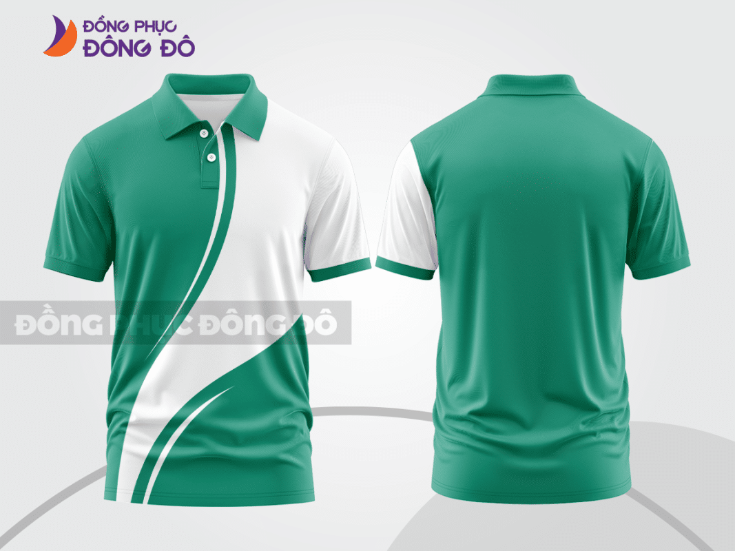 Áo polo đồng phục doanh nghiệp xanh ngọc phối trắng CTPB1038