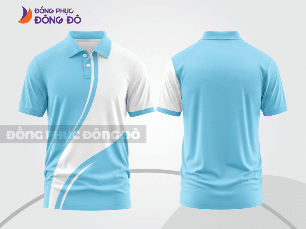 Áo polo đồng phục doanh nghiệp xanh da trời phối trắng CTPB1040