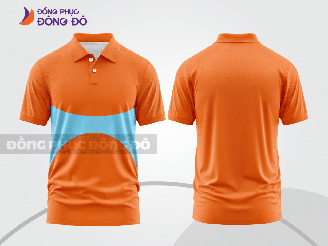 Áo polo đồng phục màu cam phối xanh cyan CTPB1044