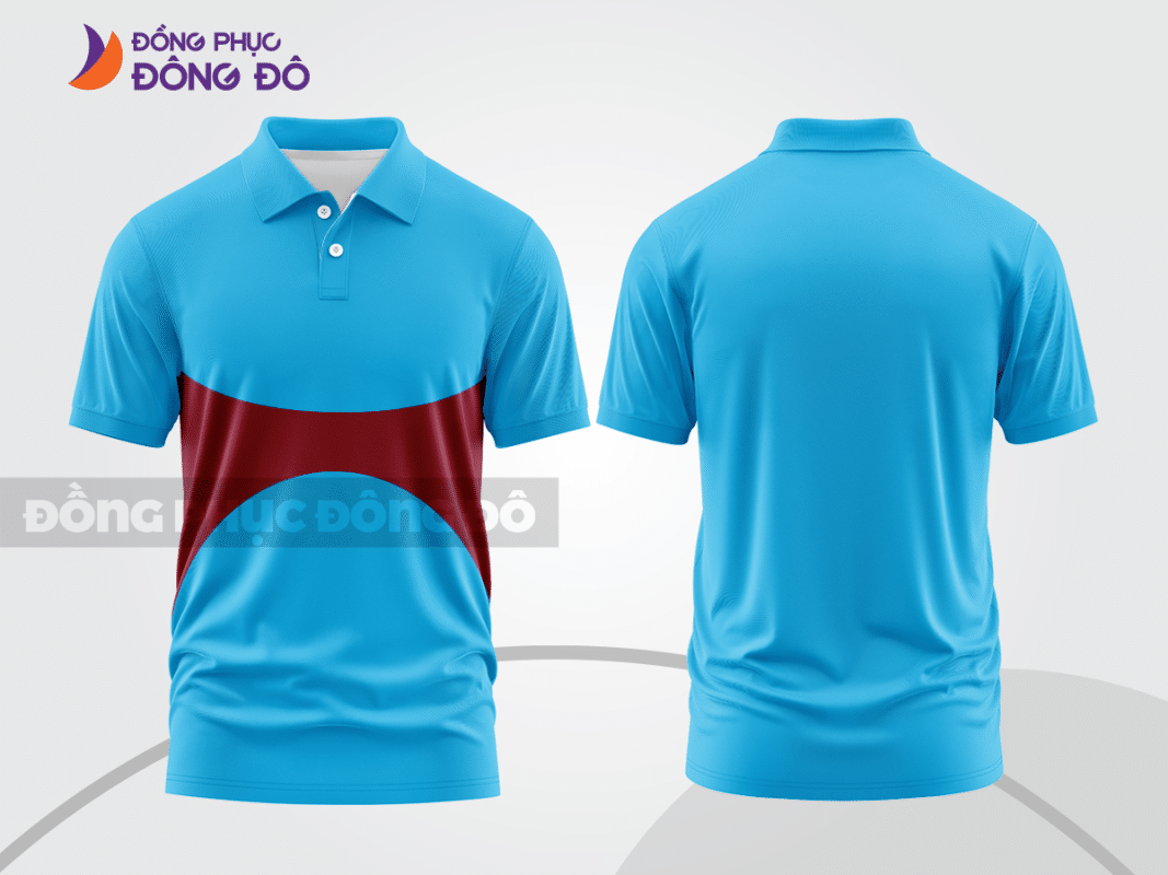 Áo polo đồng phục doanh nghiệp xanh da trời phối đỏ CTPB1045