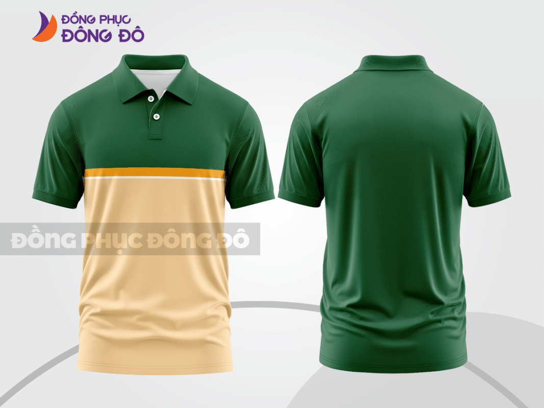 Áo polo đồng phục công ty xanh rêu phối kem ctpb105