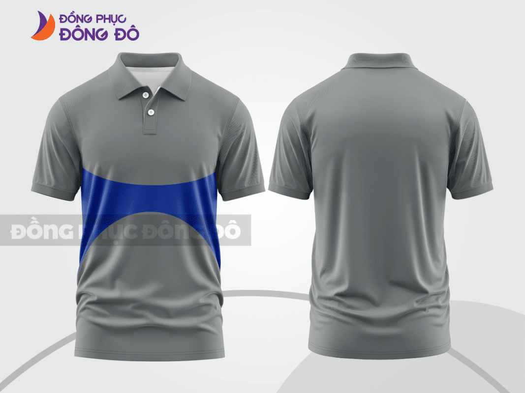 Áo polo đồng phục doanh nghiệp màu ghi xám phối xanh dương ctpb1057