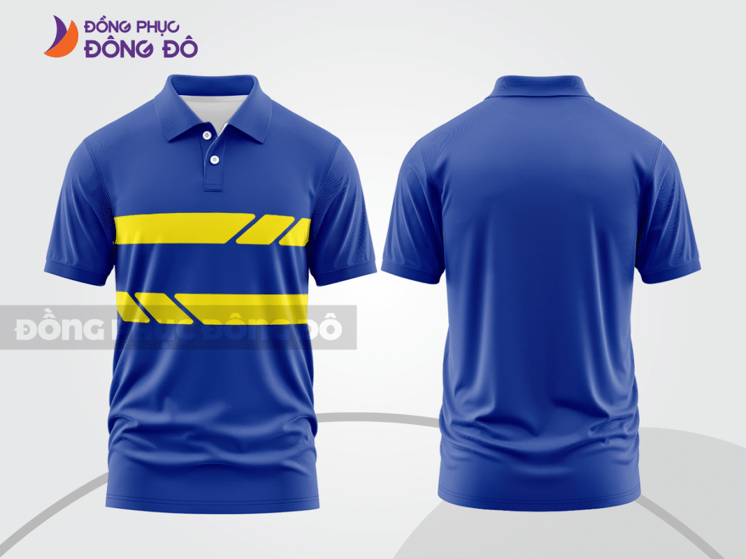 Áo polo đồng phục doanh nghiệp xanh biển phối vàng CTPB1064
