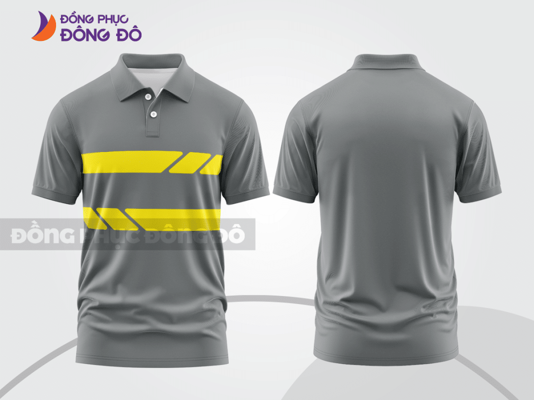 Áo polo đồng phục doanh nghiệp màu ghi xám phối vàng CTPB1076