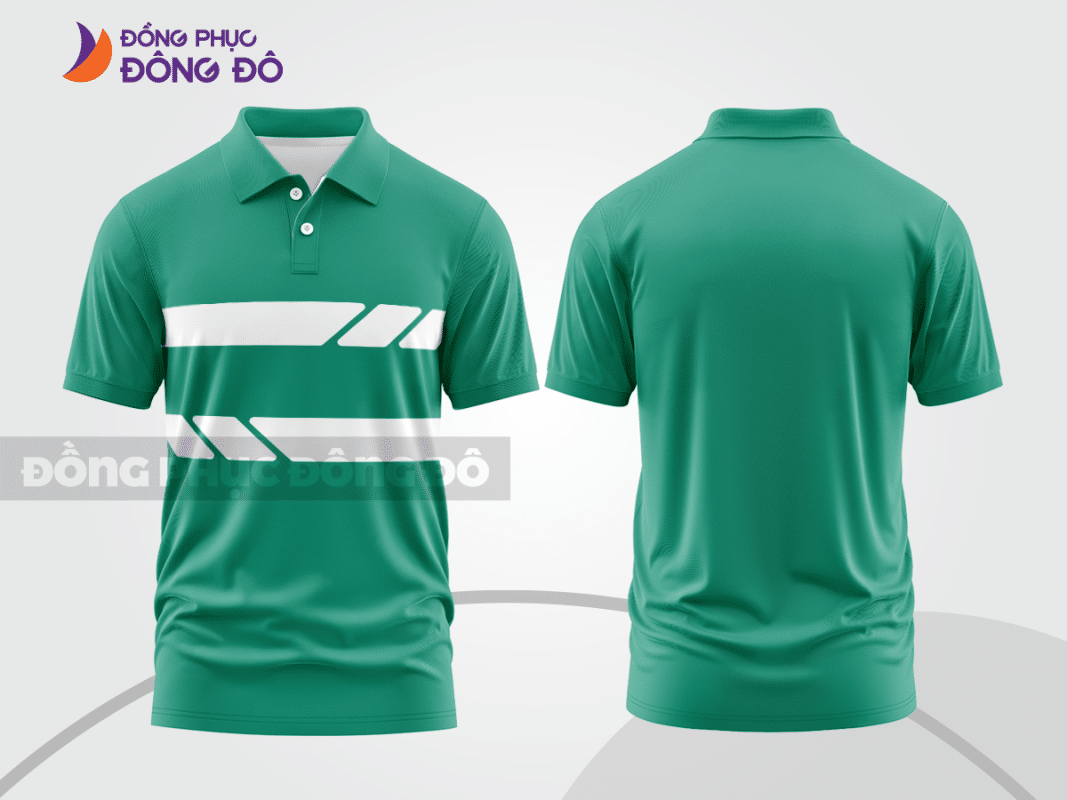 Áo polo đồng phục doanh nghiệp màu xanh ngọc phối trắng CTPB1077
