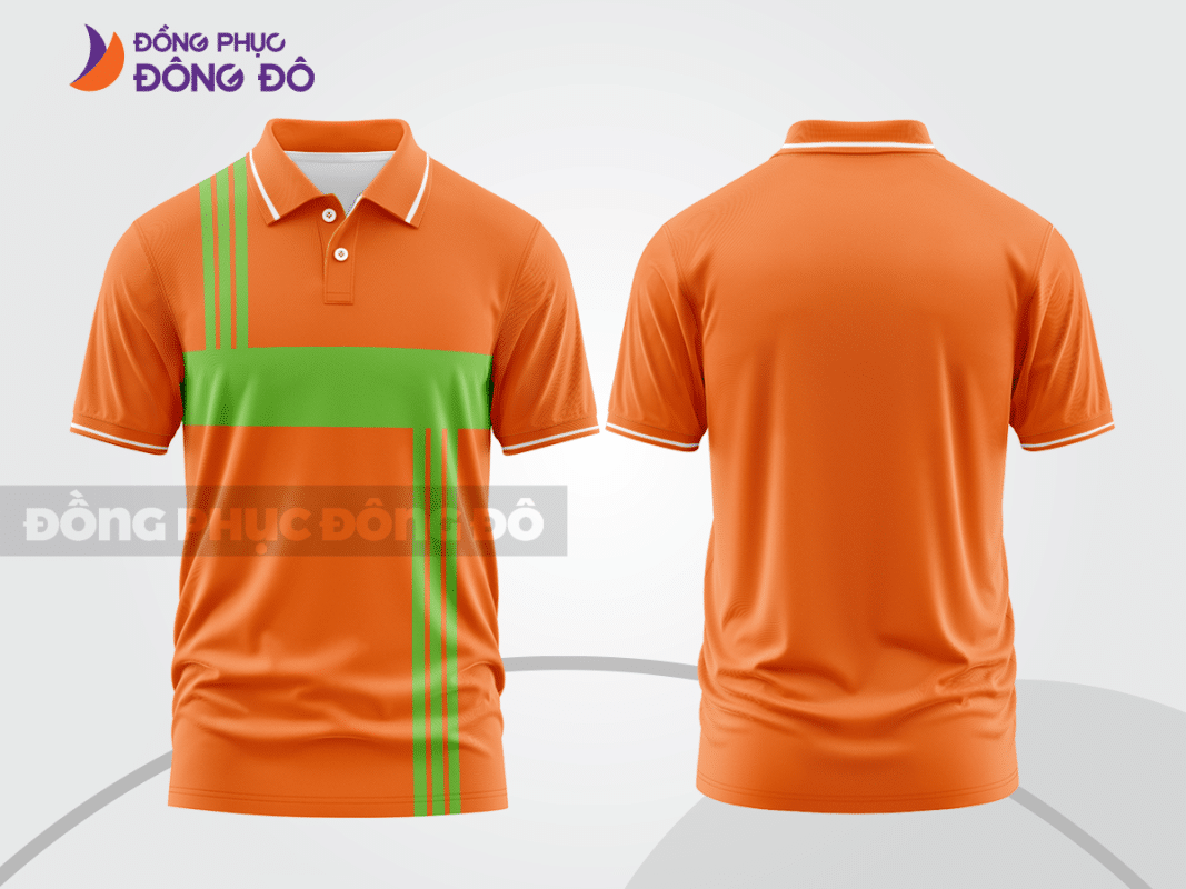 Áo polo đồng phục công ty màu cam phối xanh ctpb119