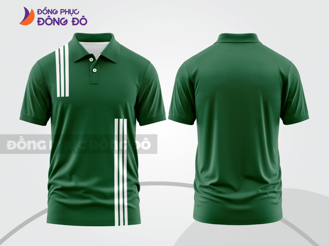 Áo polo đồng phục công ty màu xanh két CTPB125 phối sọc trắng