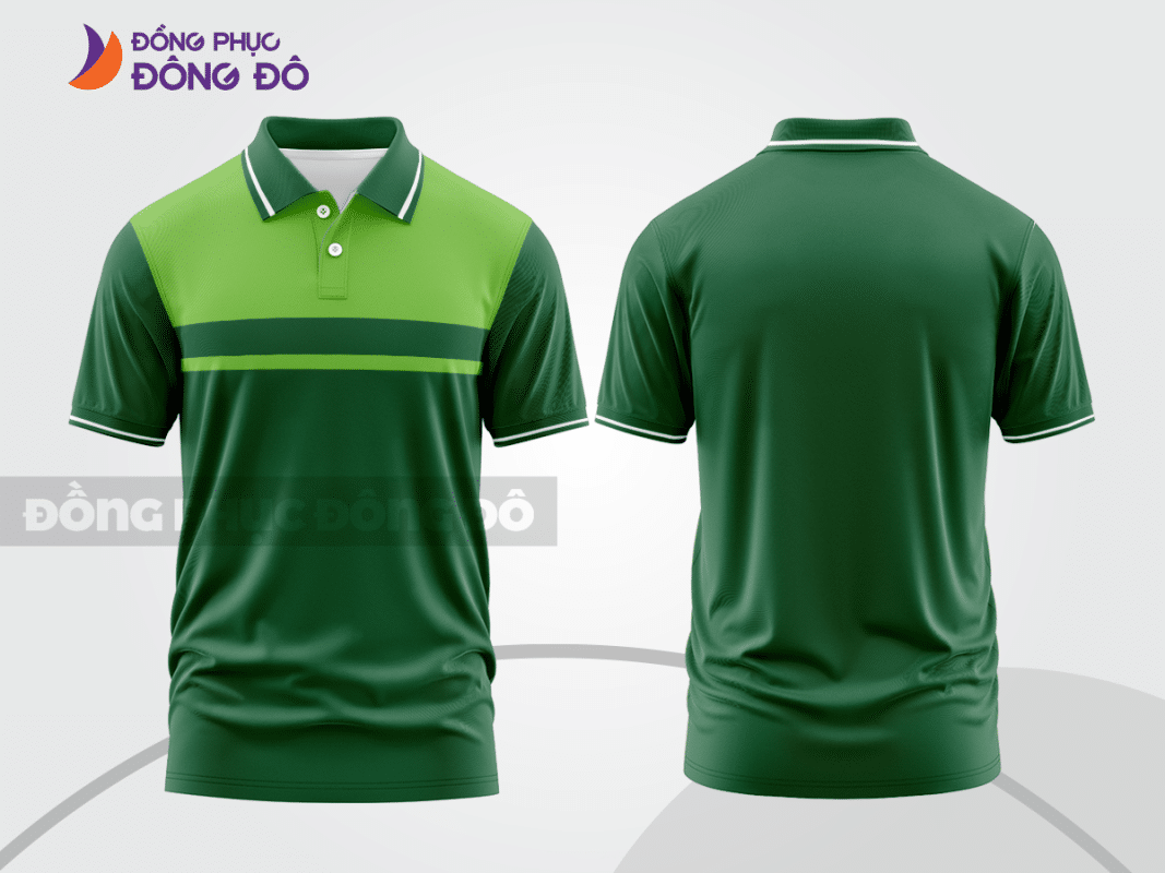 Áo polo đồng phục công ty xanh rêu phối xanh chuối CTPB13