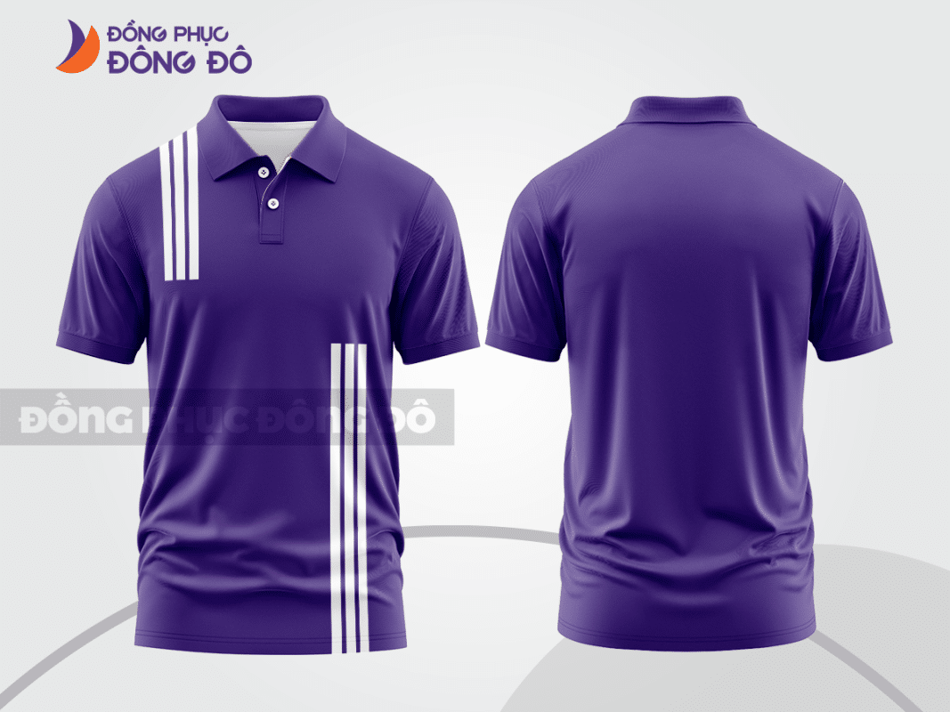Áo polo đồng phục công ty màu tím sọc trắng CTPB130