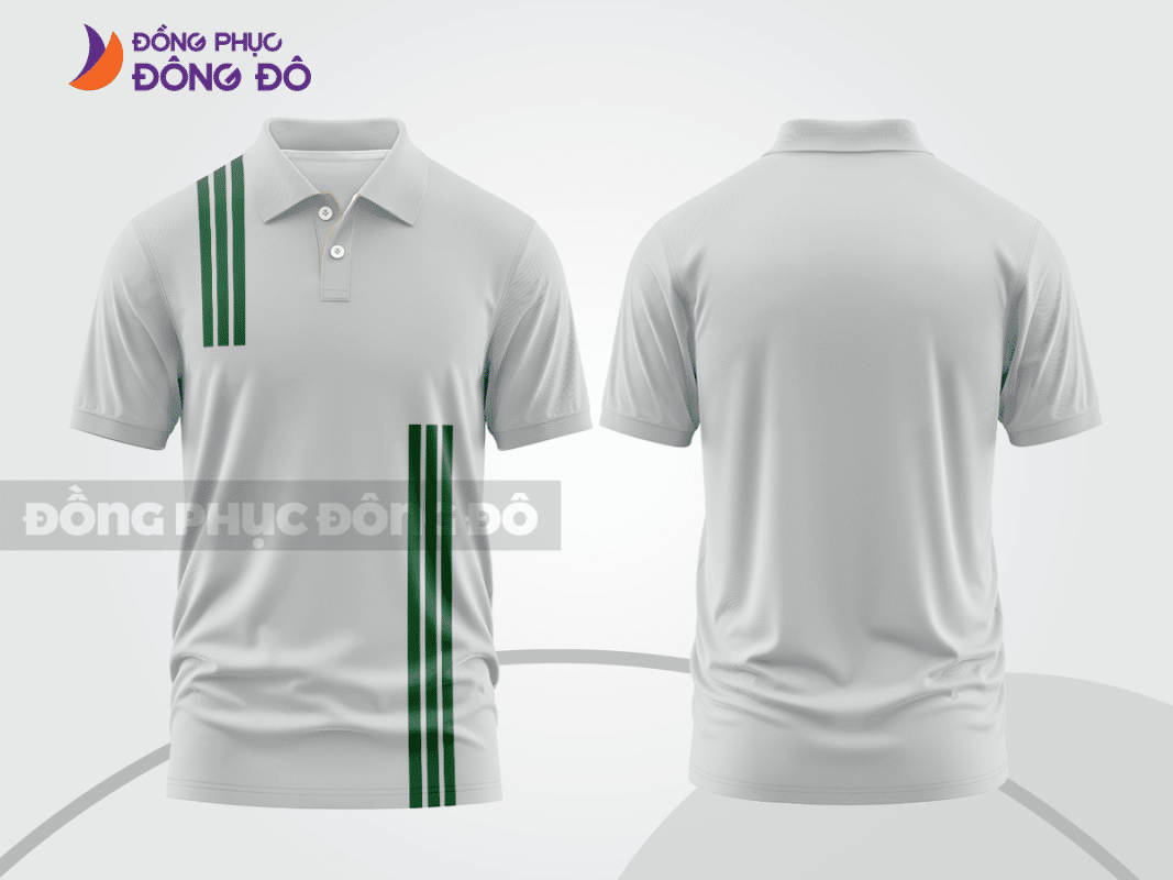 Áo polo đồng phục công ty màu ghi xám phối sọc xanh ctpb132
