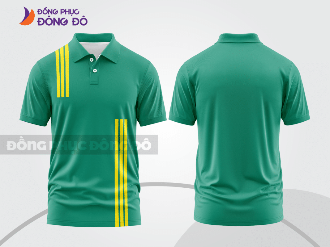 Áo polo đồng phục công ty xanh ngọc sọc vàng CTPB134
