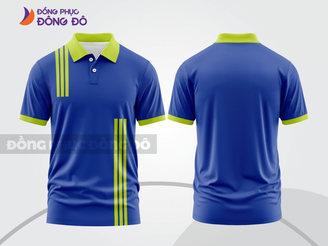 Áo polo đồng phục công ty xanh dương phối xanh lime ctpb138
