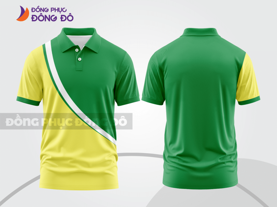 Áo polo đồng phục công ty xanh lá phối vàng ctpb172