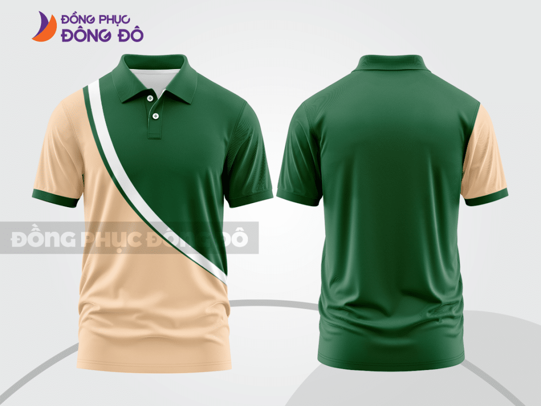 Áo polo đồng phục công ty màu be xanh CTPB173