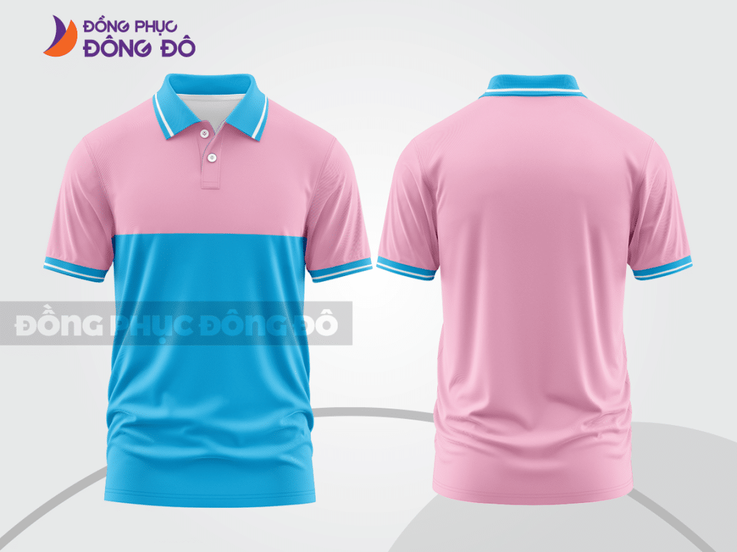 Áo polo đồng phục công ty hồng phấn phối xanh cyan CTPB20