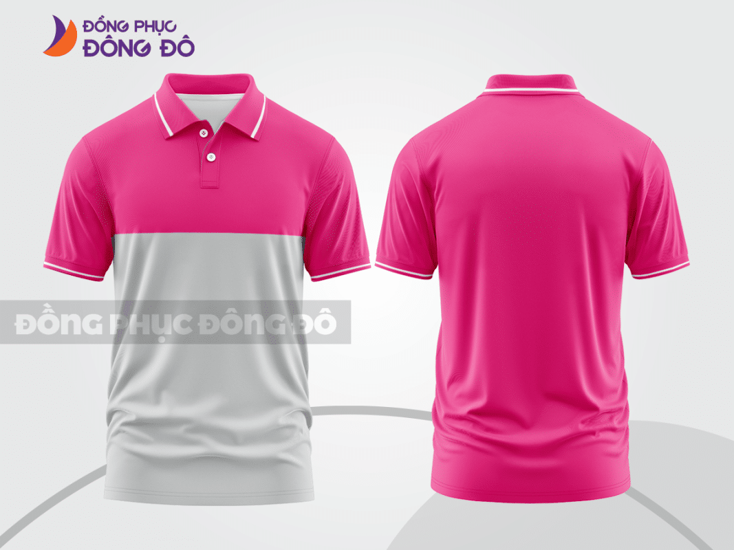 Áo polo đồng phục công ty màu hồng phối trắng CTPB21