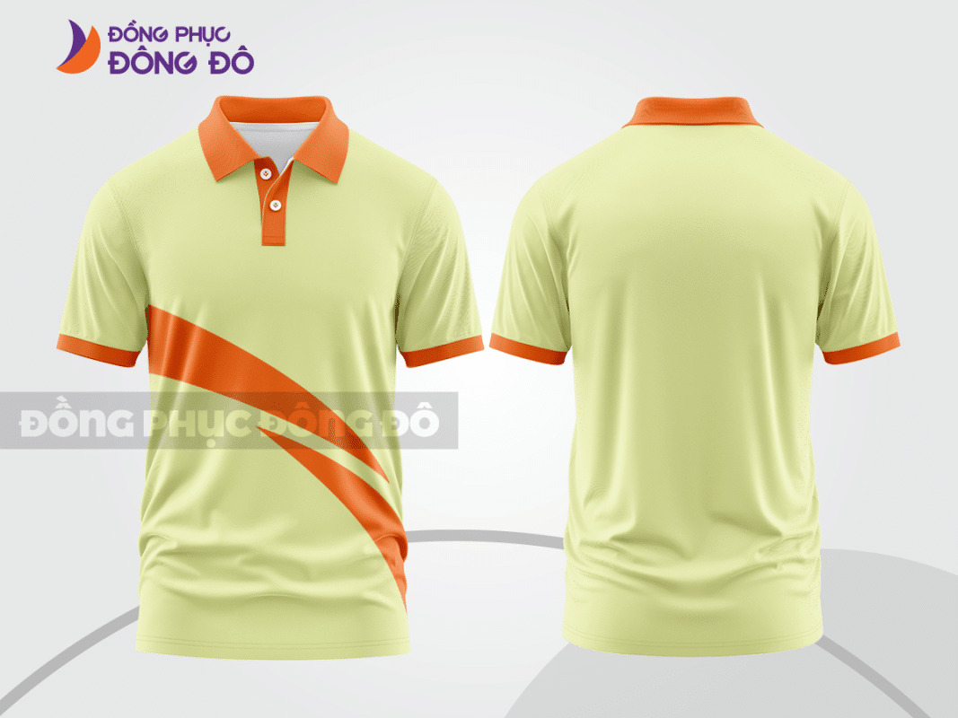 Áo polo đồng phục công ty màu be phối cam CTPB227