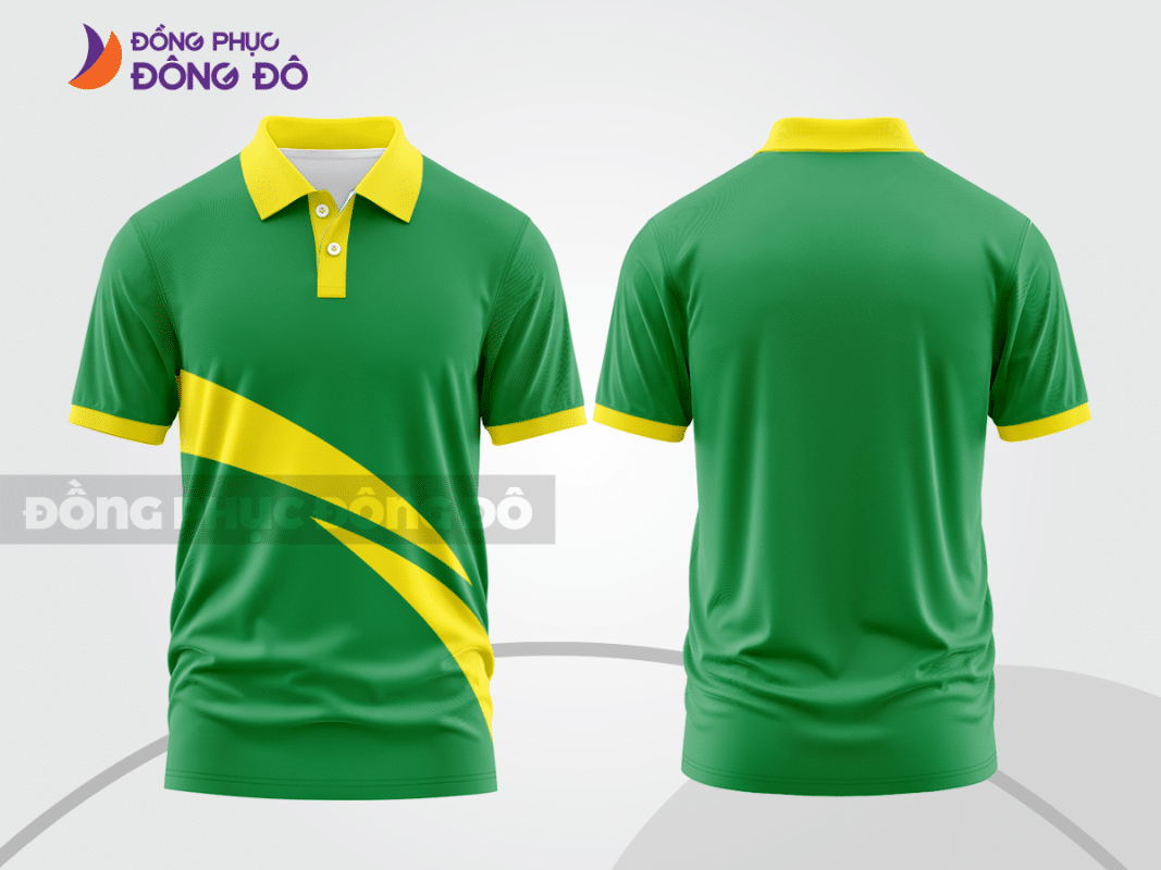 Áo polo đồng phục công ty xanh lá phối vàng ctpb228