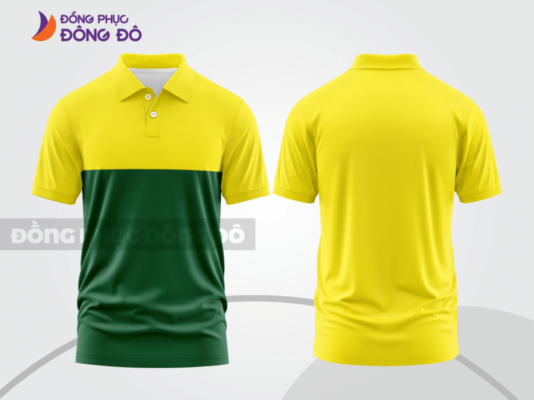Áo polo đồng phục màu vàng phối xanh rêu CTPB23