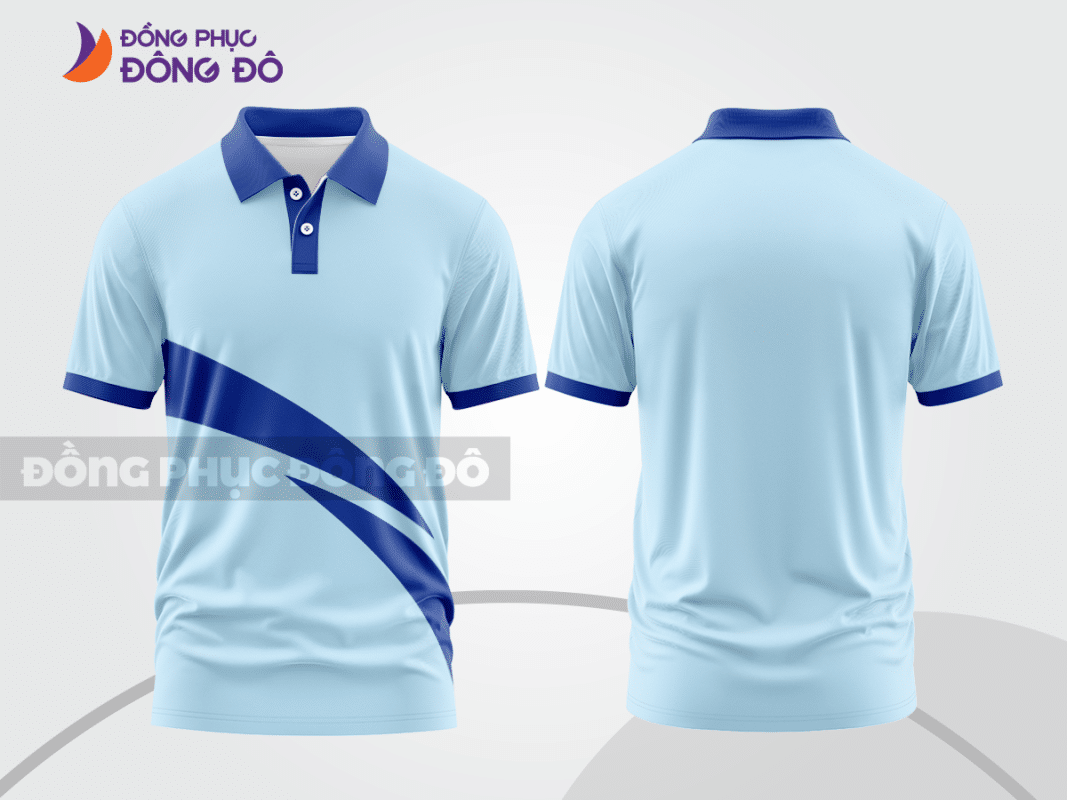 Áo polo đồng phục công ty xanh da trời phối navy ctpb231