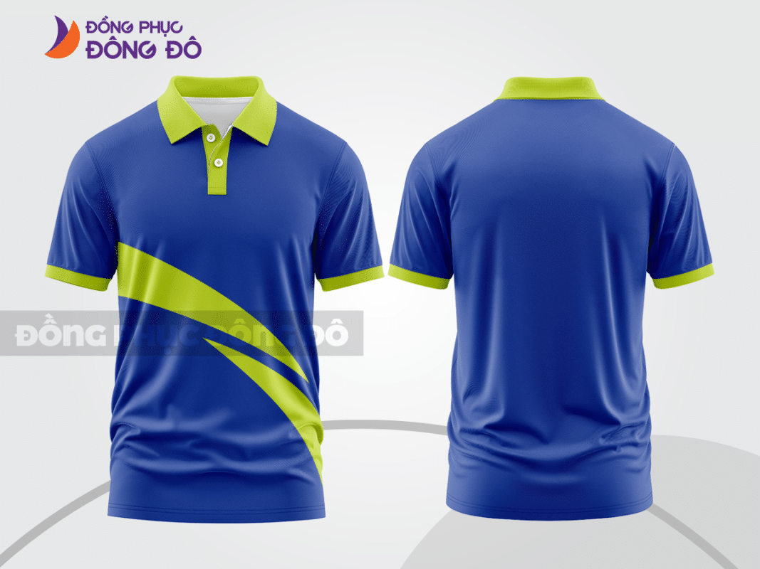 Áo polo đồng phục công ty xanh dương phối xanh chuối CTPB233