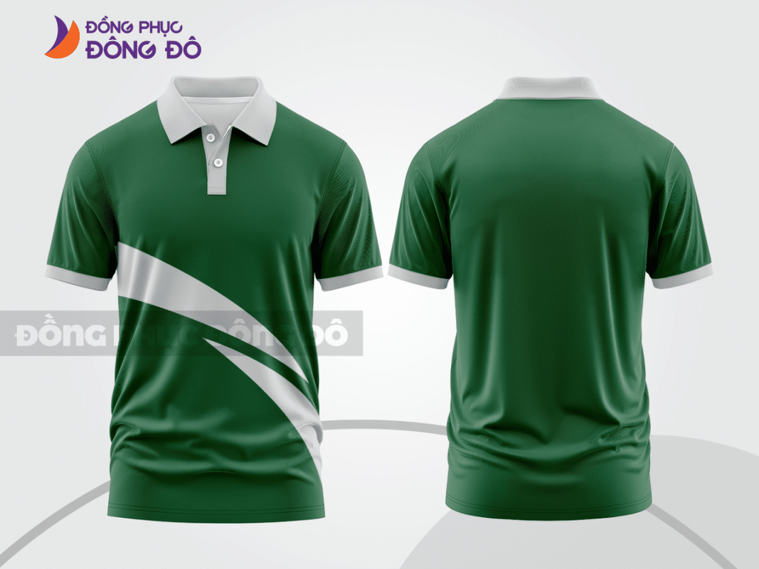 Áo polo đồng phục công ty màu xanh rêu phối trắng ctpb235