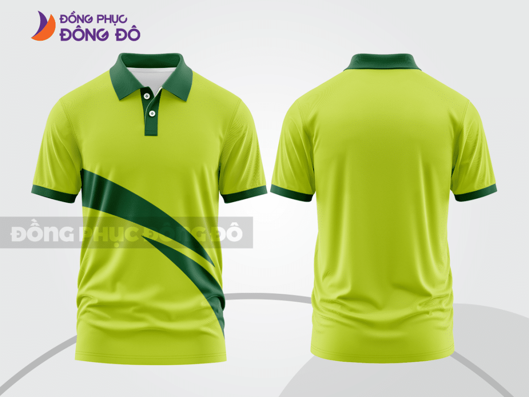 Áo polo đồng phục công ty màu xanh nõn chuối phối xanh đậm ctpb236