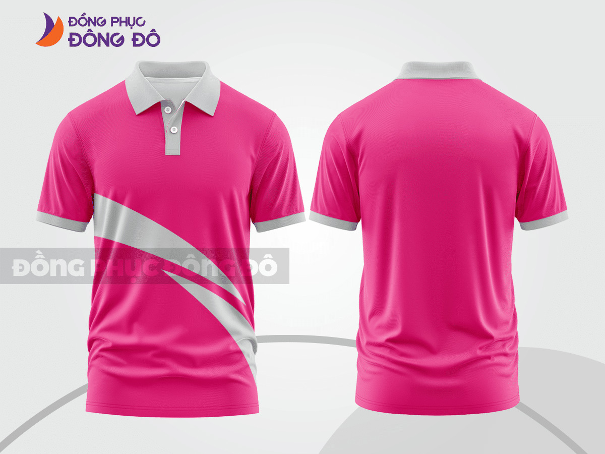 Mẫu thiết kế áo polo basic đồng phục công ty màu hồng đậm ctpb239
