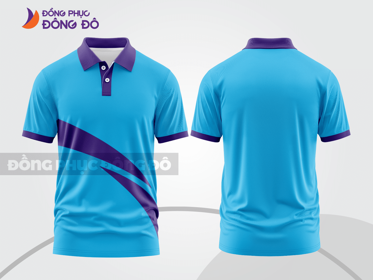 Mẫu thiết kế áo polo basic đồng phục công ty màu xanh da trời ctpb240