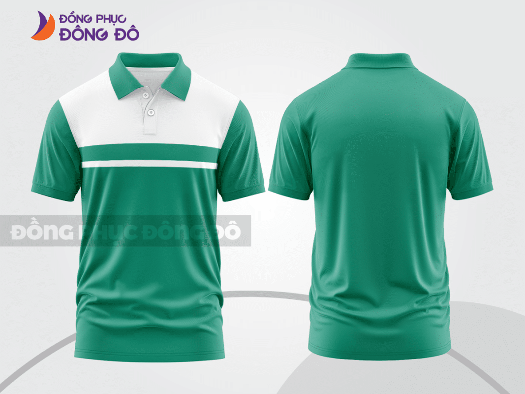 Áo polo đồng phục công ty màu xanh ngọc phối trắng ctpb3