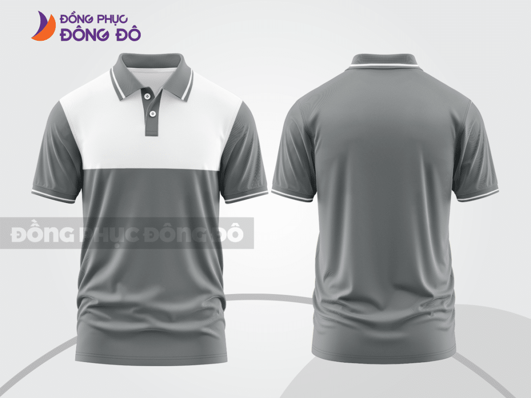 Áo polo đồng phục công ty màu ghi xám phối trắng ctpb30