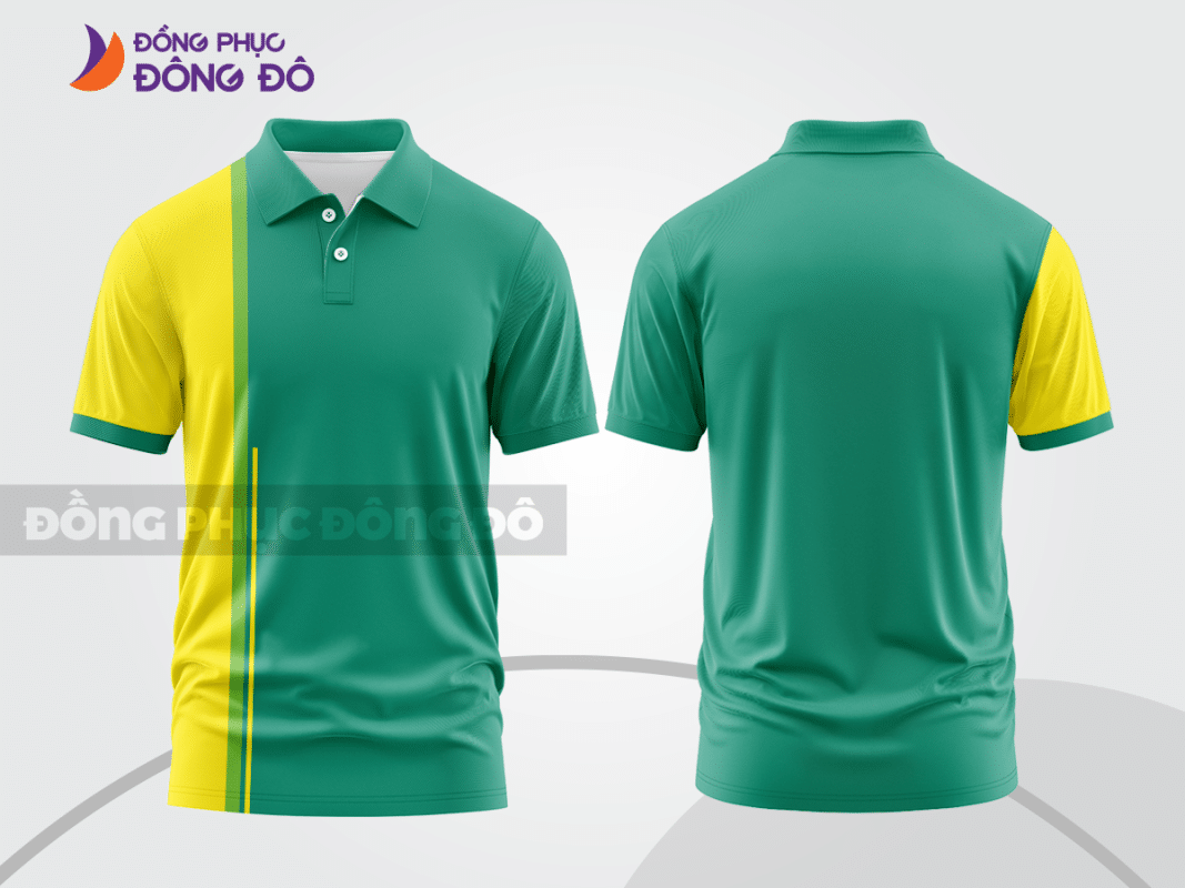 Áo polo đồng phục công ty xanh ngọc phối vàng ctpb302