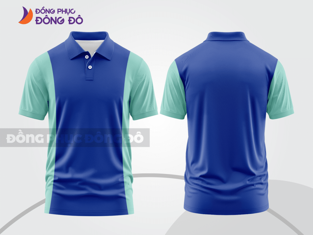 Áo polo basic đồng phục công ty màu xanh dương phối xanh mint ctpb320