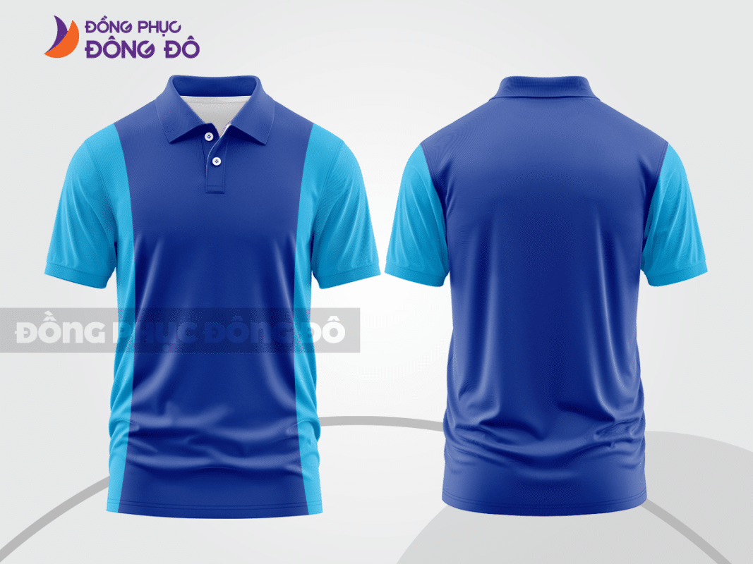 Áo polo đồng phục công ty màu xanh dương phối xanh cyan ctpb321