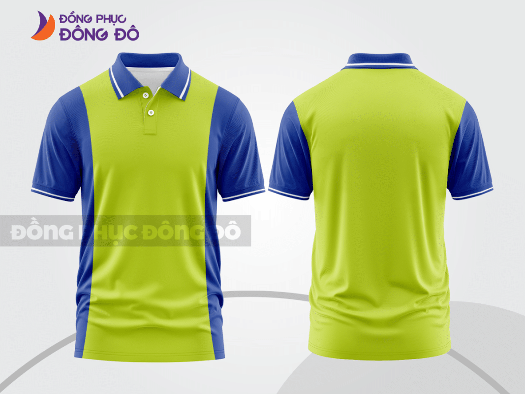 Áo polo đồng phục công ty xanh nõn chuối phối xanh dương CTPB322