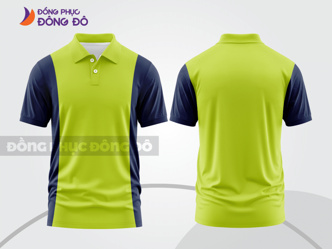 Áo polo basic đồng phục công ty xanh nõn chuối phối xanh navy ctpb324