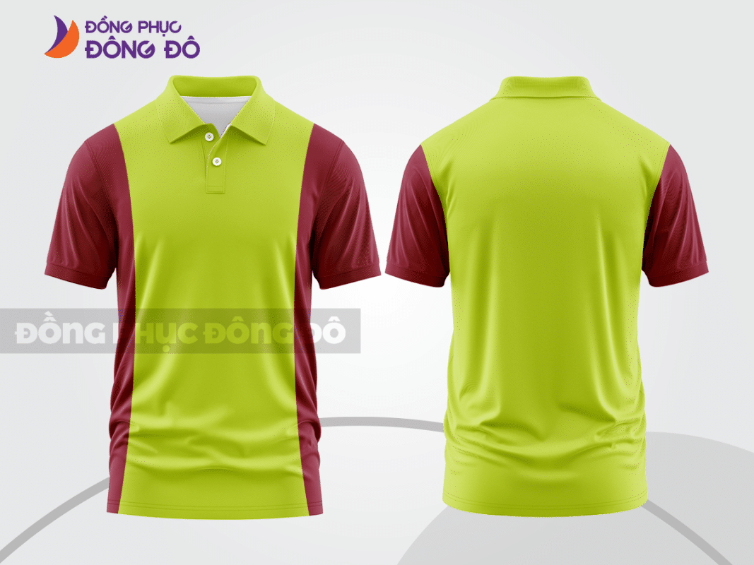 Áo polo đồng phục công ty xanh nõn chuối phối đỏ đô CTPB325