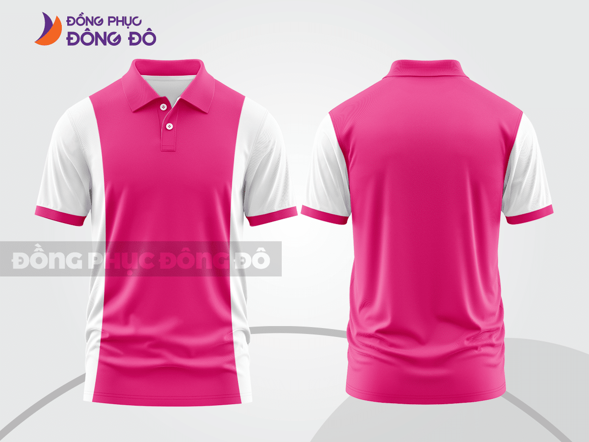 Mẫu thiết kế áo polo basic đồng phục công ty màu hồng đậm ctpb336