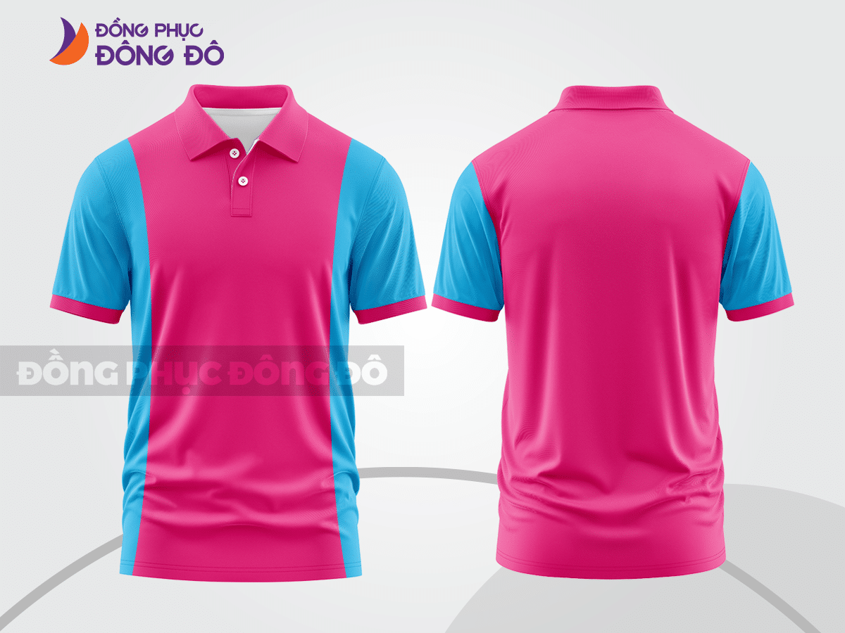 Mẫu thiết kế áo polo basic đồng phục công ty màu hồng đậm ctpb338