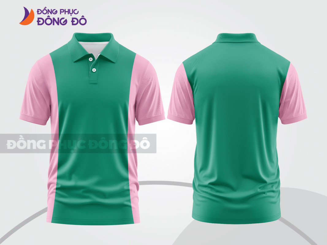 Áo polo đồng phục công ty màu xanh ngọc phối hồng ctpb378