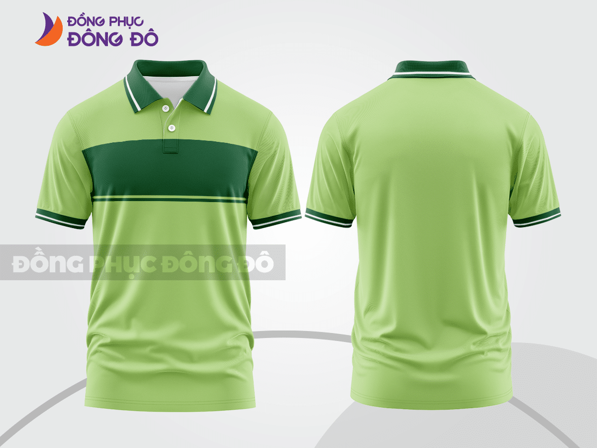 Mẫu thiết kế áo polo basic đồng phục công ty màu xanh lá mạ ctpb396