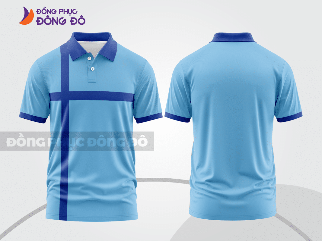 Áo polo đồng phục công ty màu xanh da trời phối xanh navy CTPB41