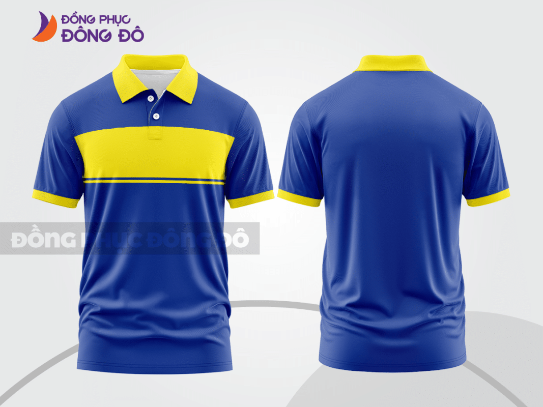 Áo polo đồng phục công ty xanh dương phối vàng ctpb414