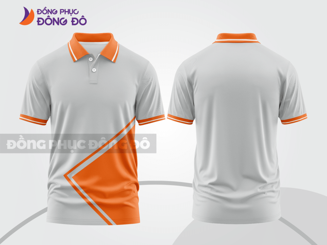 Áo polo đồng phục công ty ghi xám phối cam CTPB436