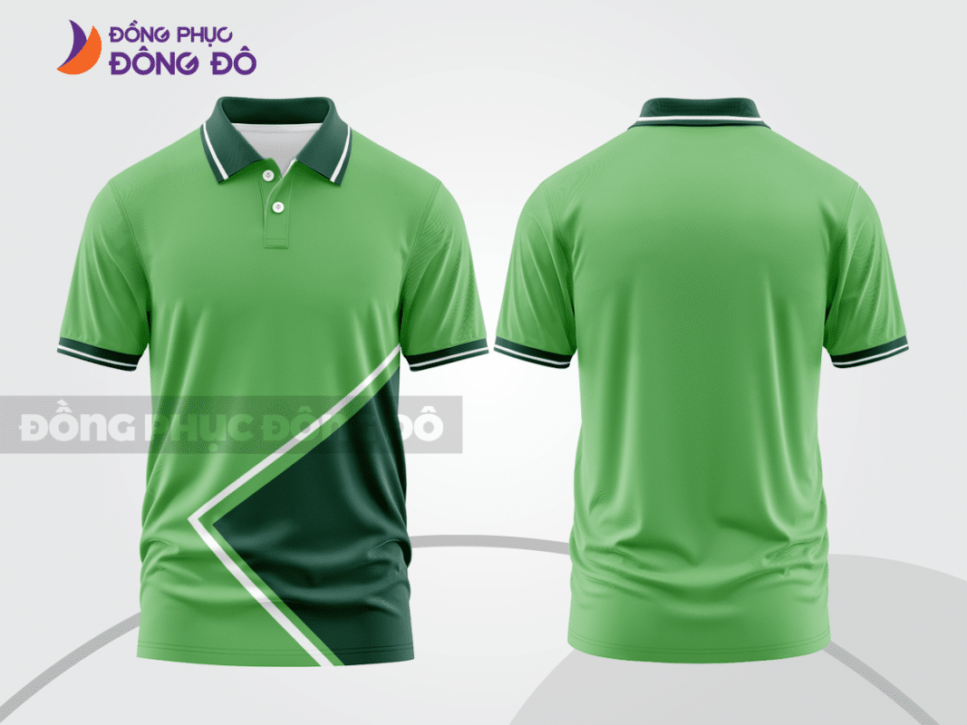 Áo polo basic đồng phục công ty xanh ngọc phối xanh đậm ctpb445