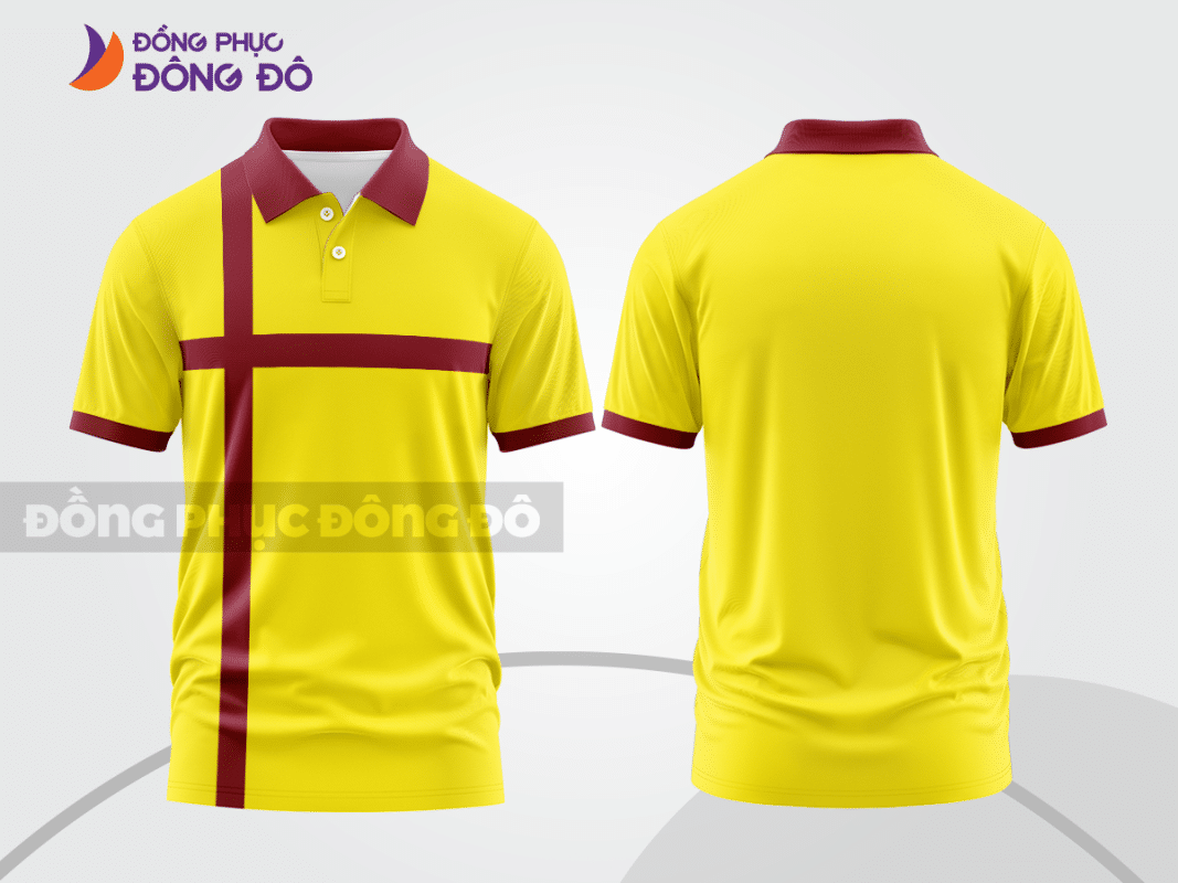 Áo polo đồng phục công ty màu vàng phối đỏ đô ctpb46