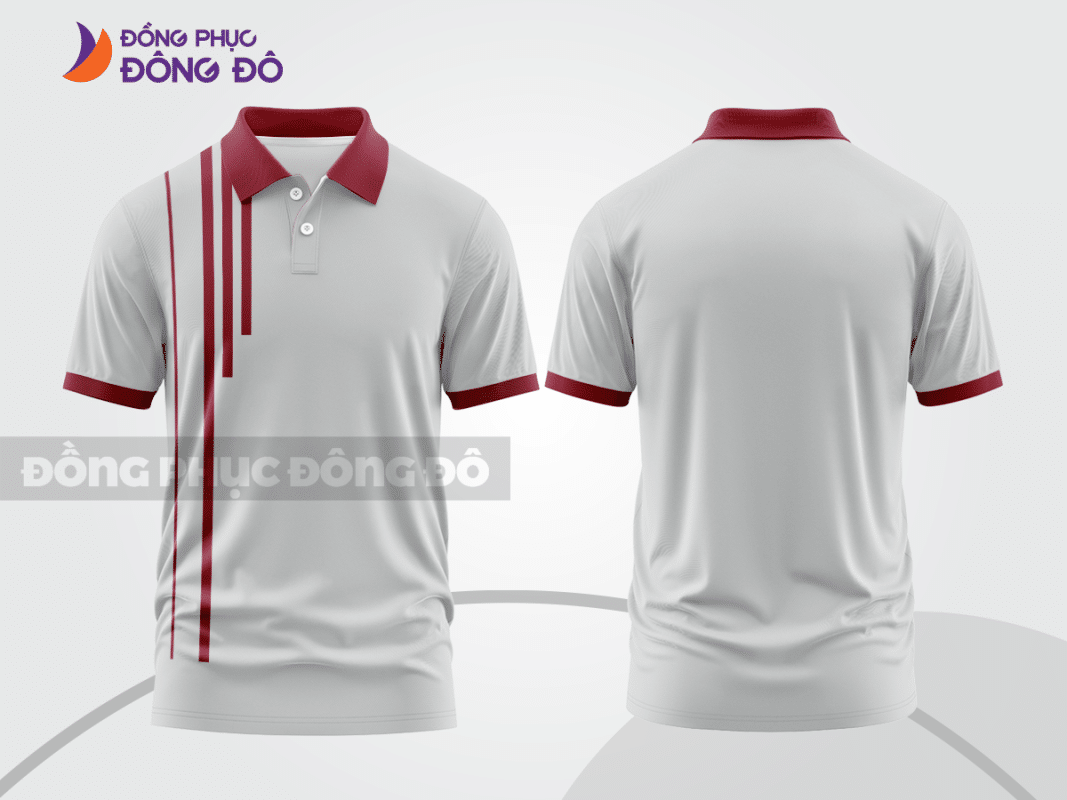 Áo polo đồng phục công ty ghi xám phối đỏ đô ctpb464